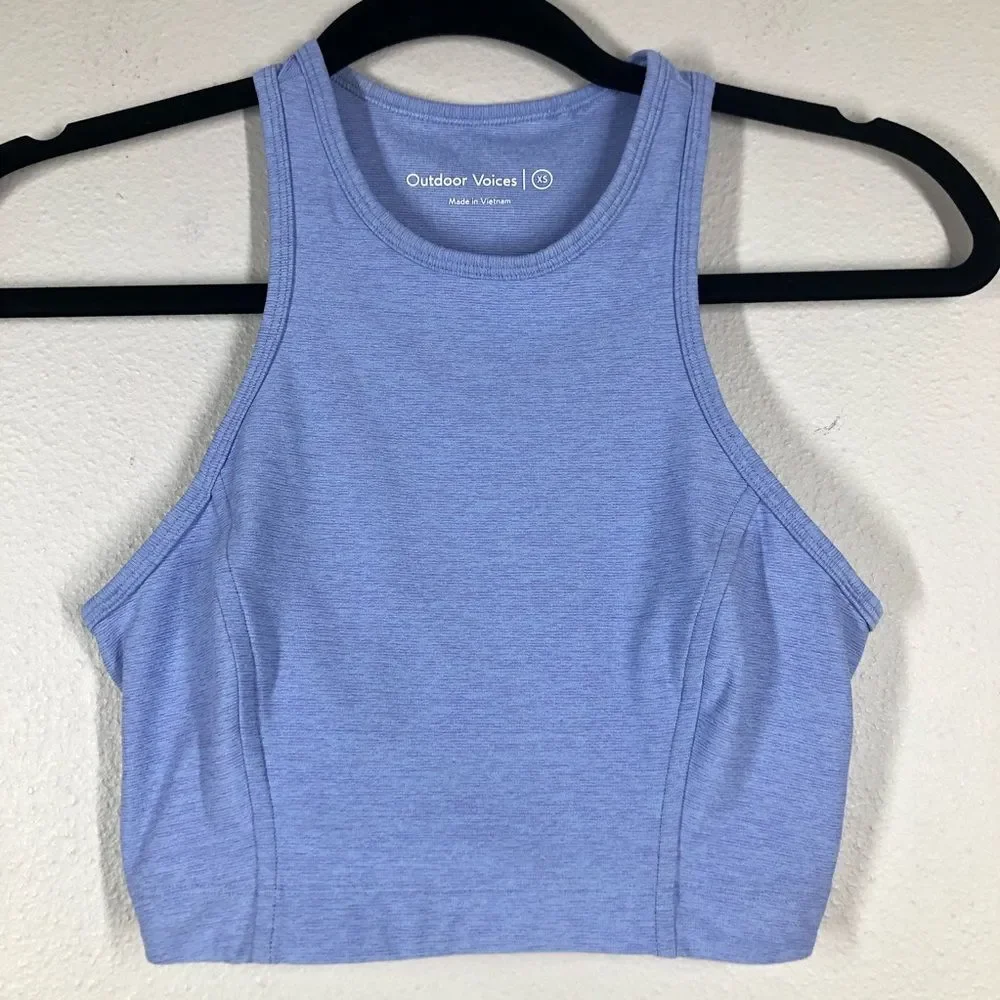 Outdoor Voices Athena High Neck Space Dye Sports Bra Blue Size XS